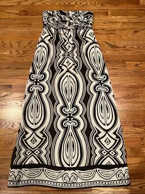 WHITE HOUSE BLACK MARKET SILK STRAPLESS BOHO INDIE TRIBAL PLEATED MAXI DRESS 4